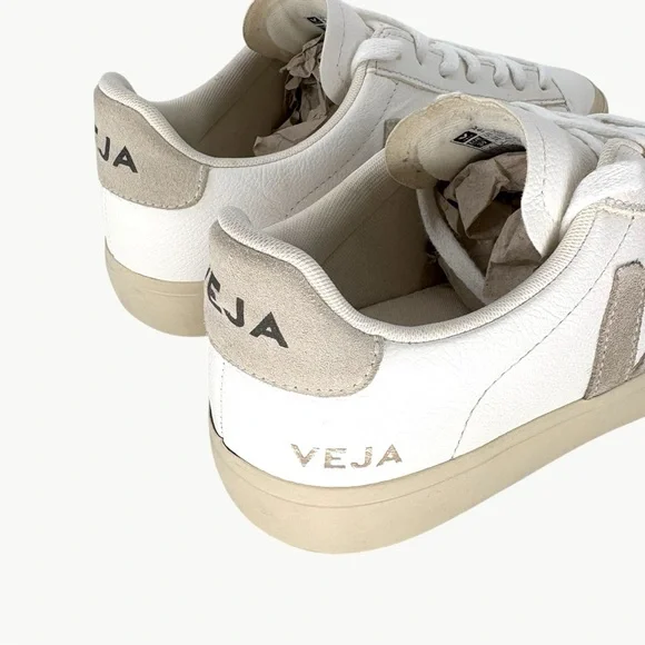 Veja Campo Chromefree Leather Low Sneakers | Sz 39 | Extra White Natural Suede - Picture 6 of 14